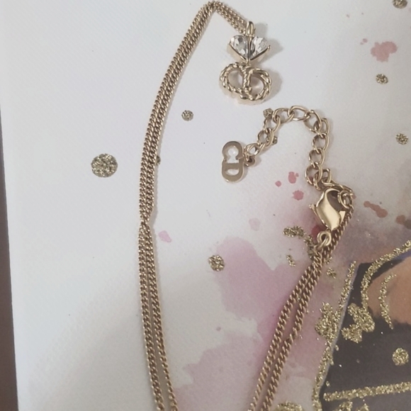 Auth💜  CHRISTIAN DIOR   Gold Tone Necklace W/ Dior dust bag - Picture 3 of 11